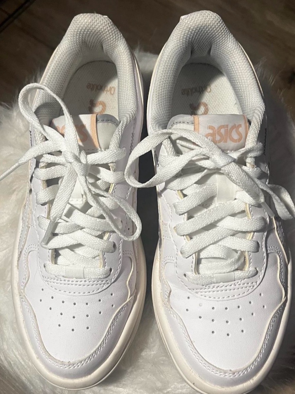 ASICS White Sneakers with Light Beige Accents